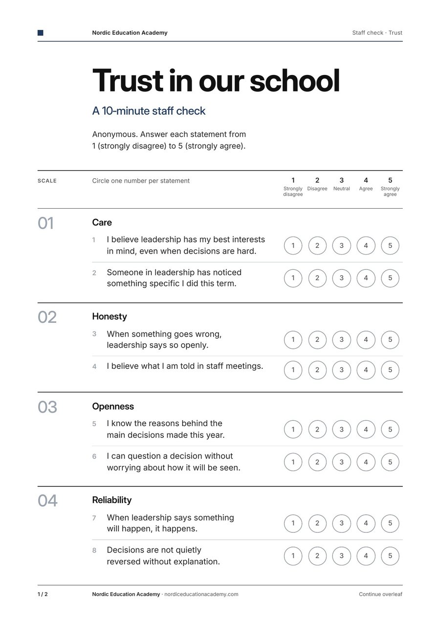 Preview of the staff check: Trust in our school